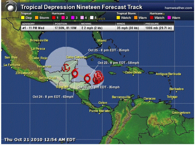 TD 19 as of 10 PM Wednesday